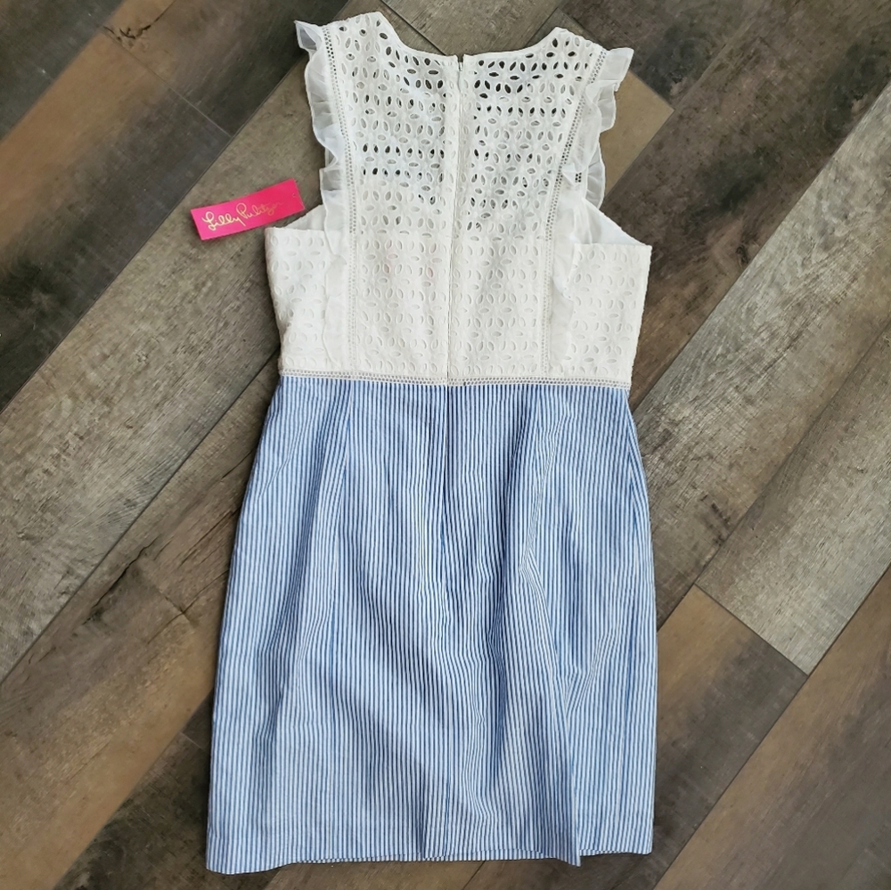 Lilly Pulitzer Blue Striped Shift Dress 12 - Picture 2 of 7